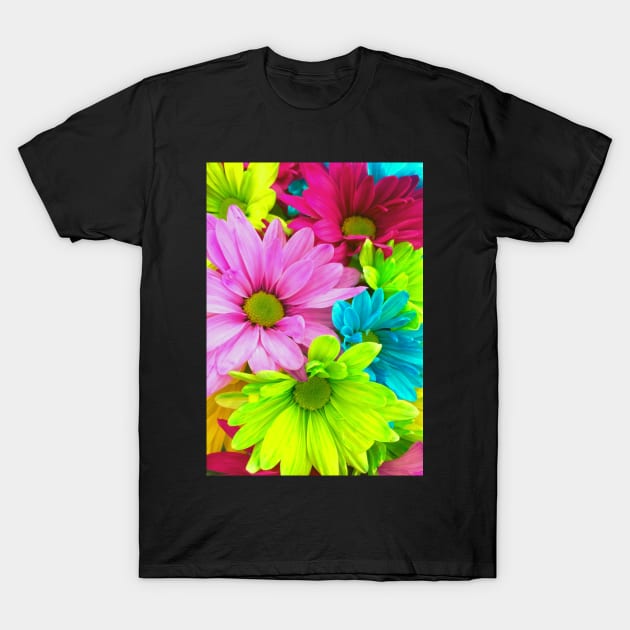 Beautiful Neon Colorful Flowers T-Shirt by Felicity-K